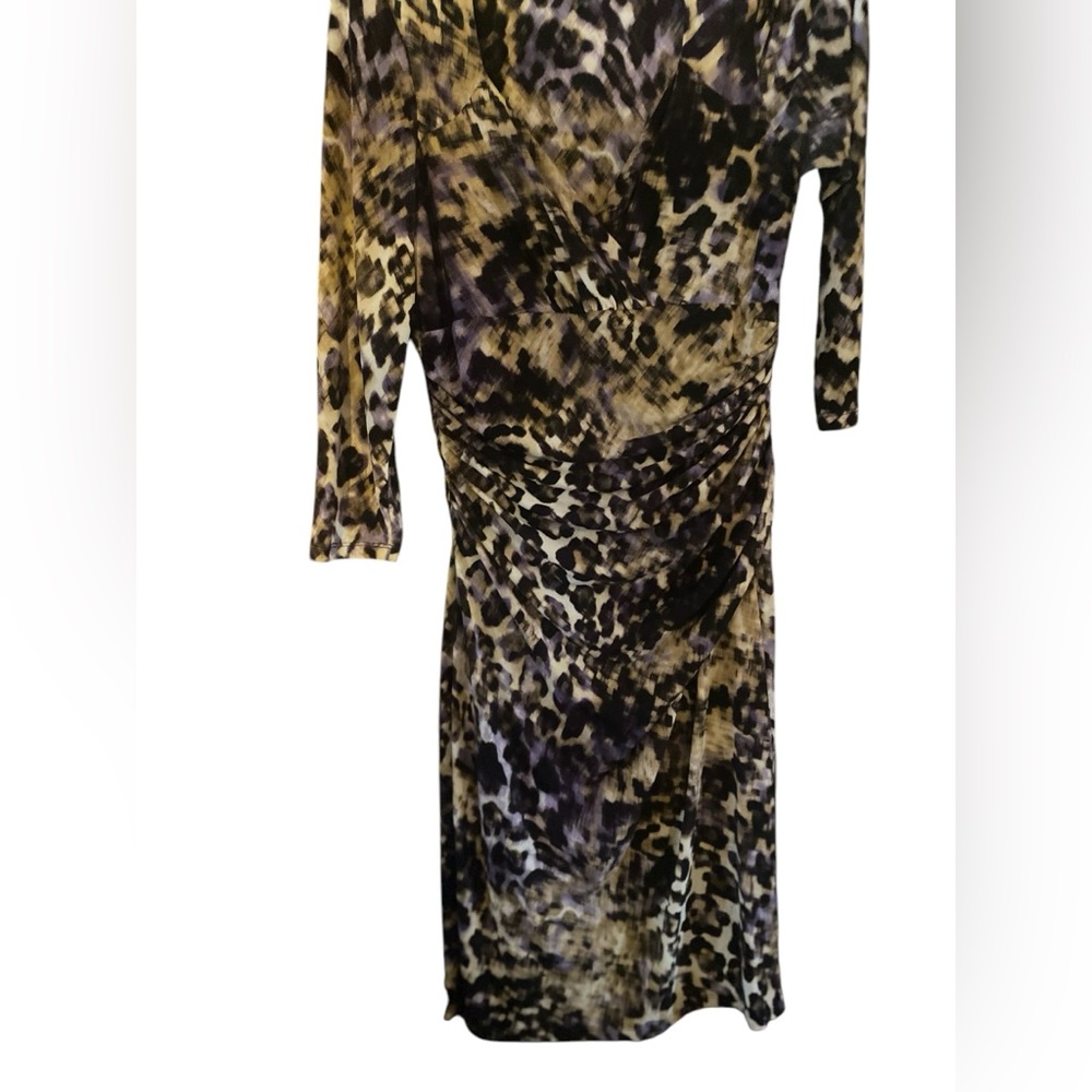 Lauren Ralph Lauren Dress Size 8 Animal Print Sexy Ruched Waist Bodycon Workwear